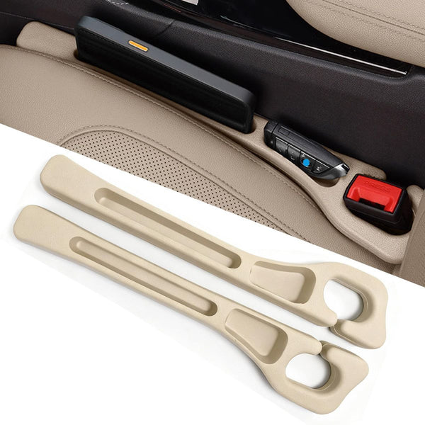 Car Seat Gap Filler Organizer of 2, 2 in 1 Car Gap Filler | Universal Gap Filler with Storage Pockets, No Drop Seat Guard for Phones Keys Cards,Car Accessories for Most Cars Trucks SUVs - Beige - Size 2PCS