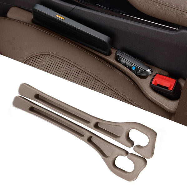 Car Seat Gap Filler Organizer of 2, 2 in 1 Car Gap Filler | Universal Gap Filler with Storage Pockets, No Drop Seat Guard for Phones Keys Cards,Car Accessories for Most Cars Trucks SUVs - Brown - Size 2PCS